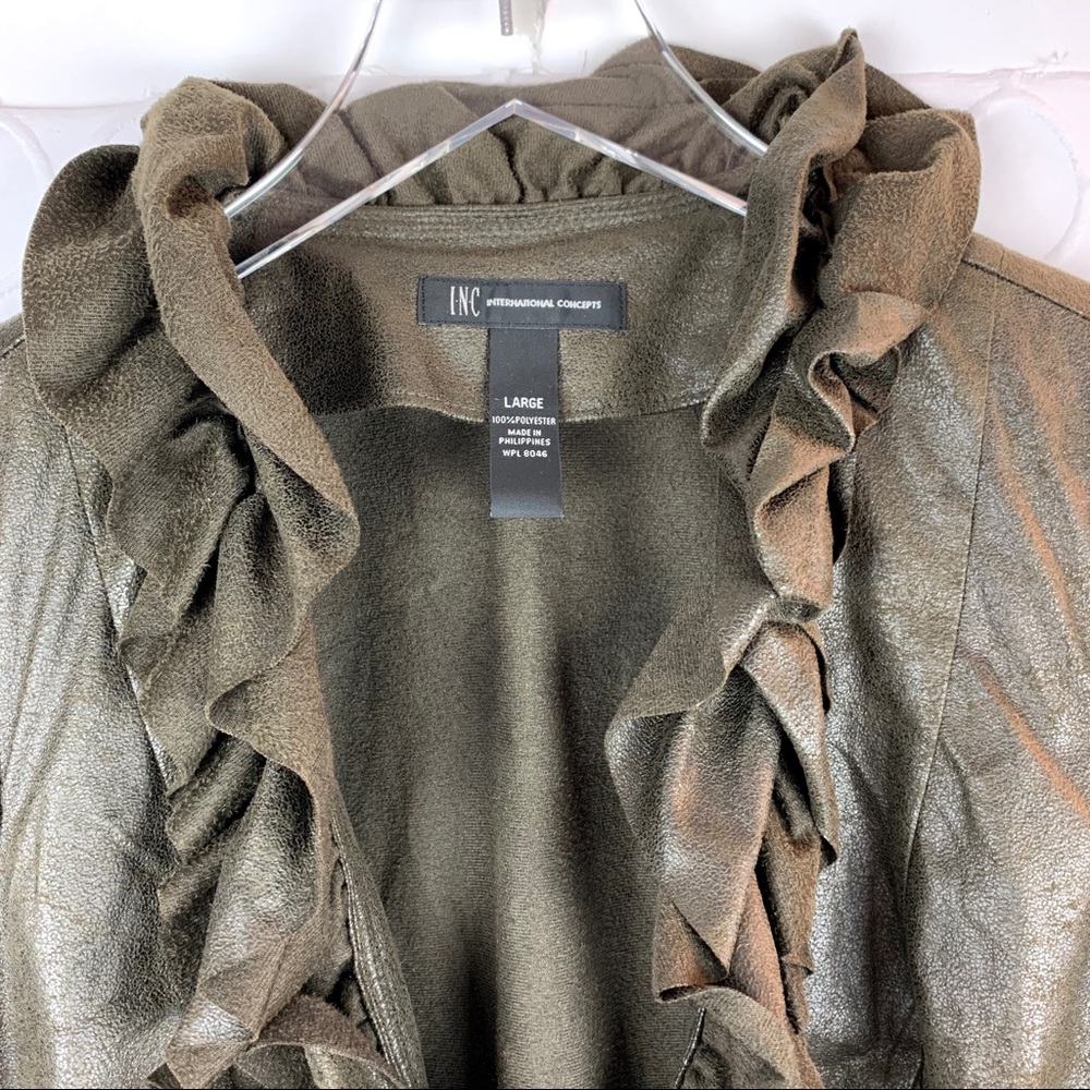 INC Waxed Ruffle Blazer Large - Picture 4 of 6